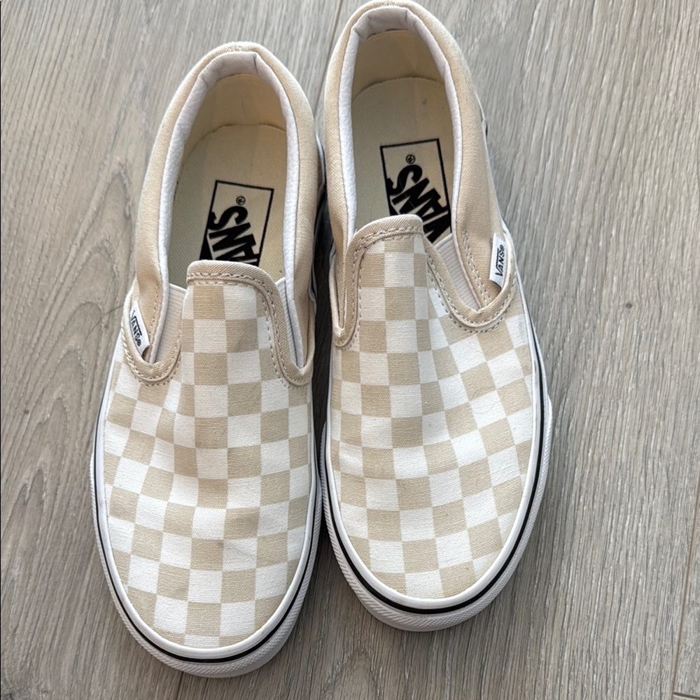 Vans Slip-On Checkerboard Shoes - Cream